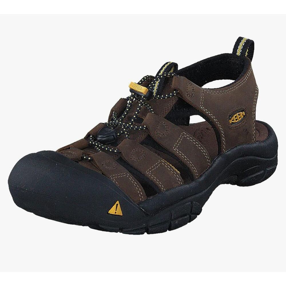 KEEN Men's Newport Closed Toe Brown Leather Sandals-Size 9